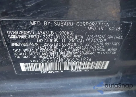 2019 Subaru Crosstrek 2.0I Limited z USA, uszkodzony, nr VIN JF2GTANC2K8251834